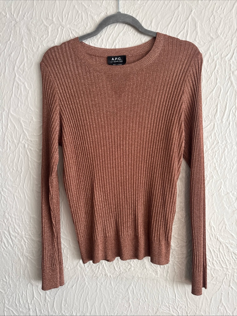 A.P.C. Shimmering Ribbed Top Size M